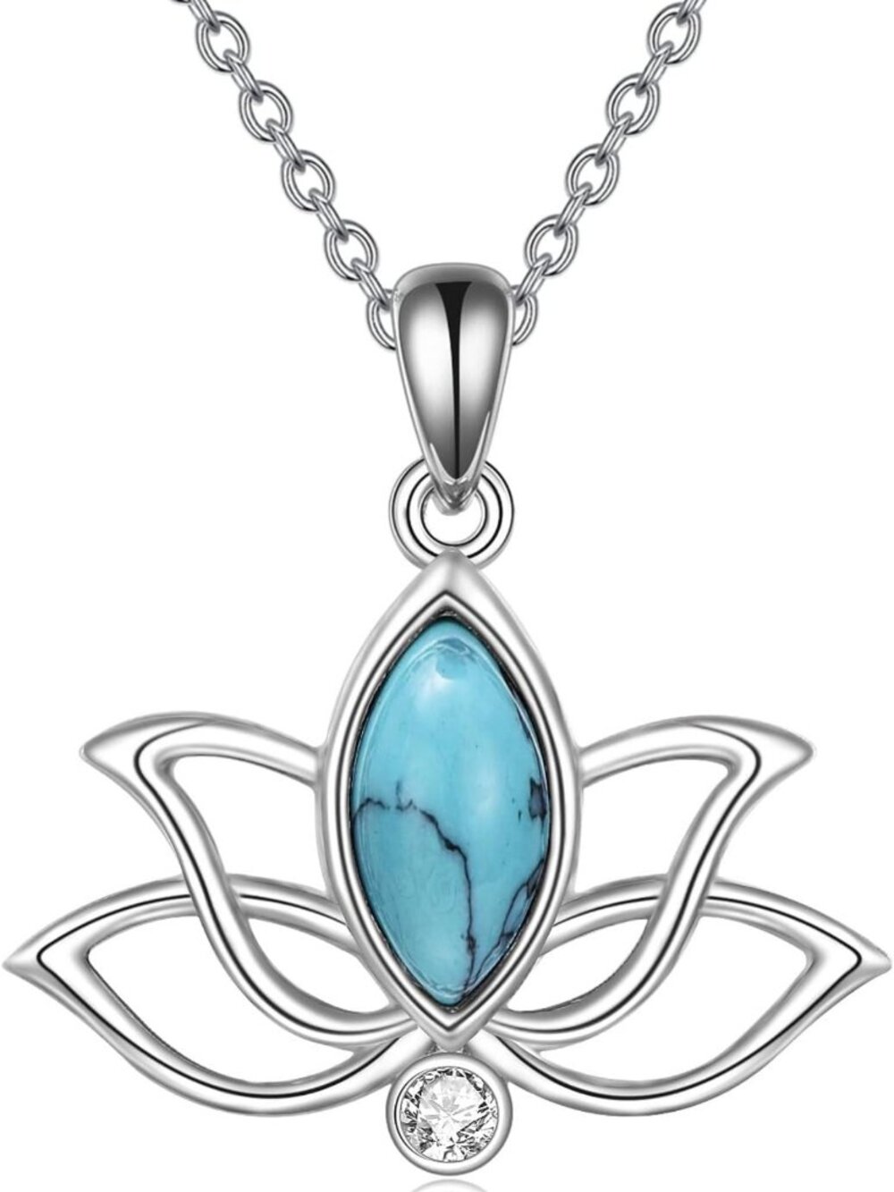Sterling Silver Lotus Necklace with Birthstone Pendant - Perfect Gift for Women